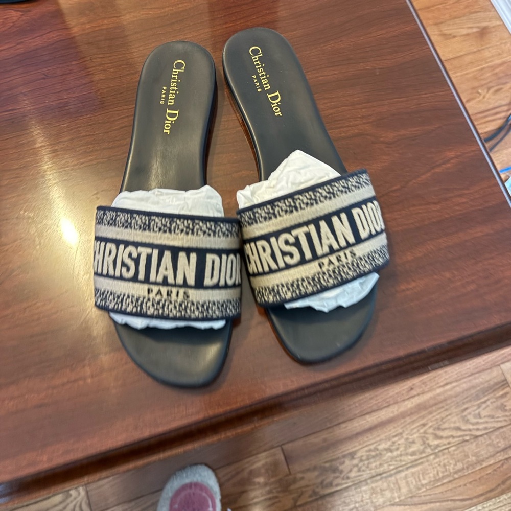 Christian Dior navy and cream Slides size 40 - Picture 14 of 14